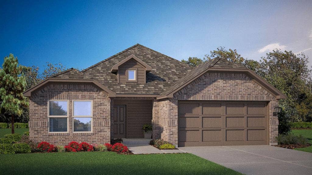 608 SMART STRIKE Trail, Granbury, TX 76049 Front Elevation - D.R. Horton's DentonFloorplan Elevation H - All Home and community information, including pricing, included features, terms, availability and amenities, are subject to change at any time without notice or obligation. All Drawings, pictures, photographs, video, square footages, floor plans, elevations, features, colors and sizes are approximate for illustration purposes only and will vary from the homes as built.