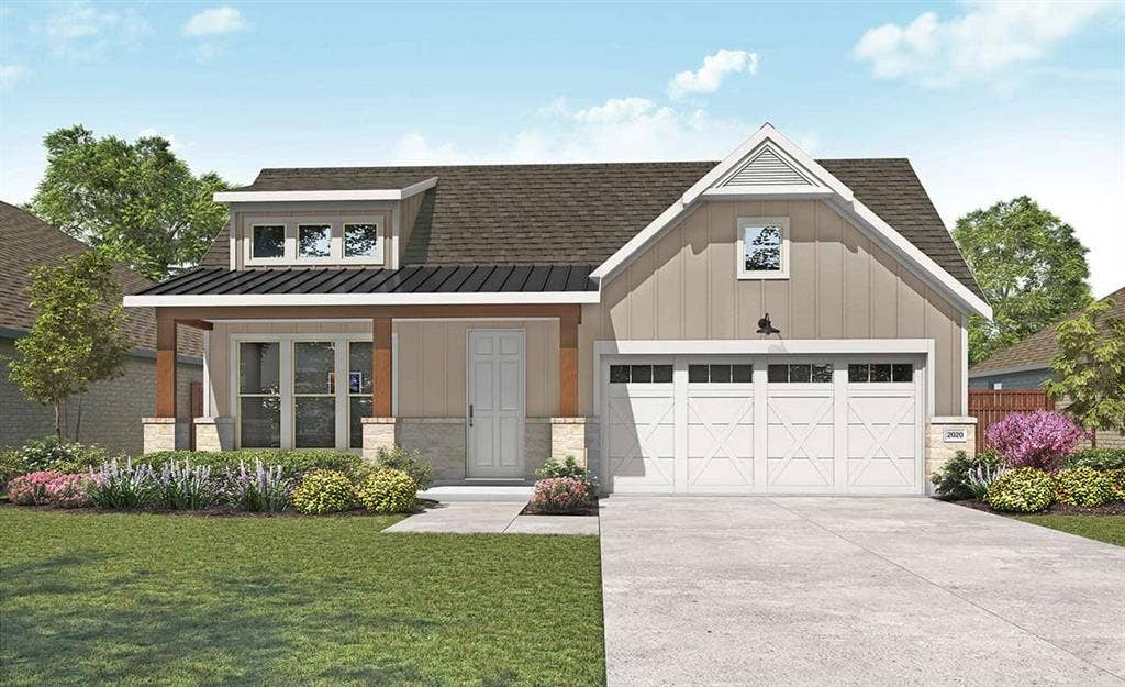 1140 Beaumont Lane, Red Oak, TX 75154 Craftsman-style exterior featuring a covered porch with wood columns, stone accents, and board and batten siding