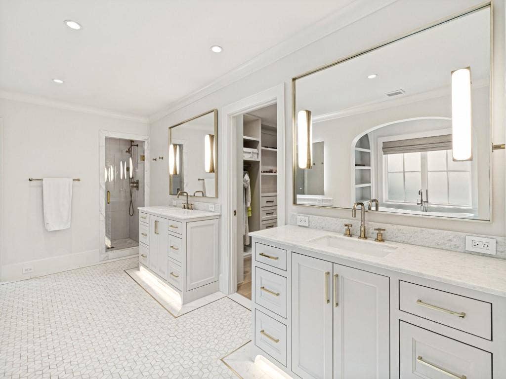 Primary bathroom with dual vanity