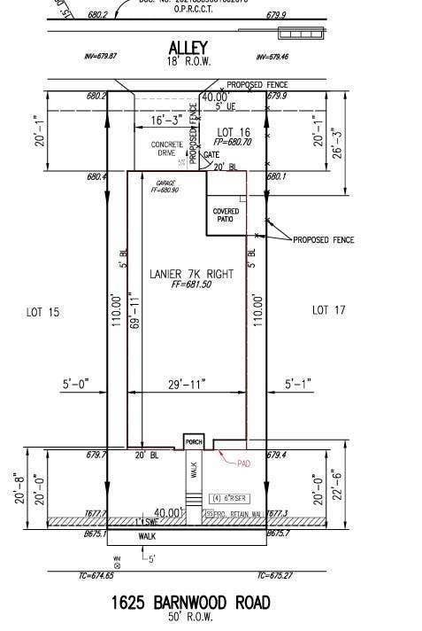 1625 Barnwood Road Preliminary Plot Plan