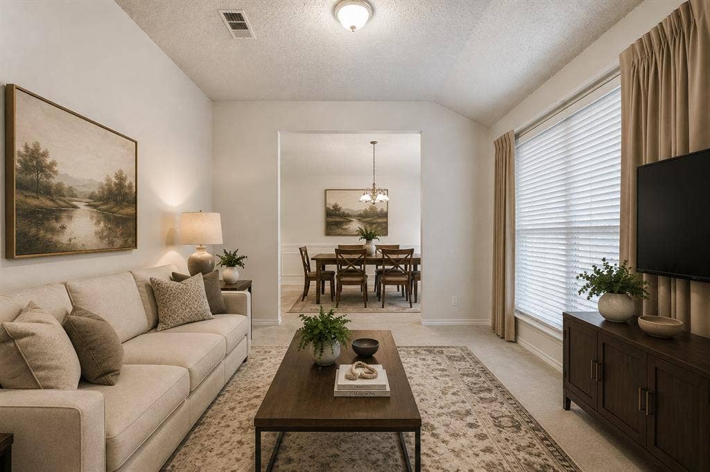 3611 Cedar Creek Lane, Sachse, TX 75048 VIRTUALLY STAGED LIVING DINING AREA IN FRONT OF HOME