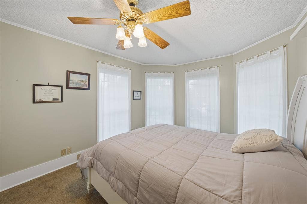 2746 Hopson Drive, Athens, TX 75752 Bright room featuring a ceiling fan with light fixture, multiple windows, and crown molding