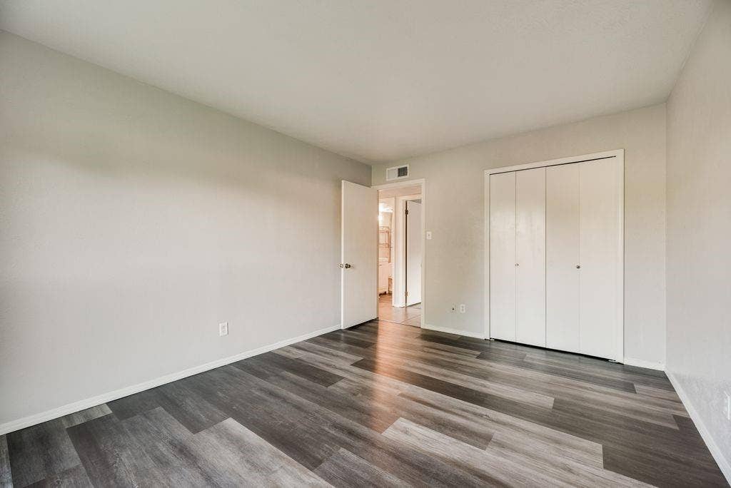 316 Matterhorn Street, Cedar Hill, TX 75104 Spacious room featuring wood-finish flooring, light gray wall paint, white trim, and a white bi-fold closet