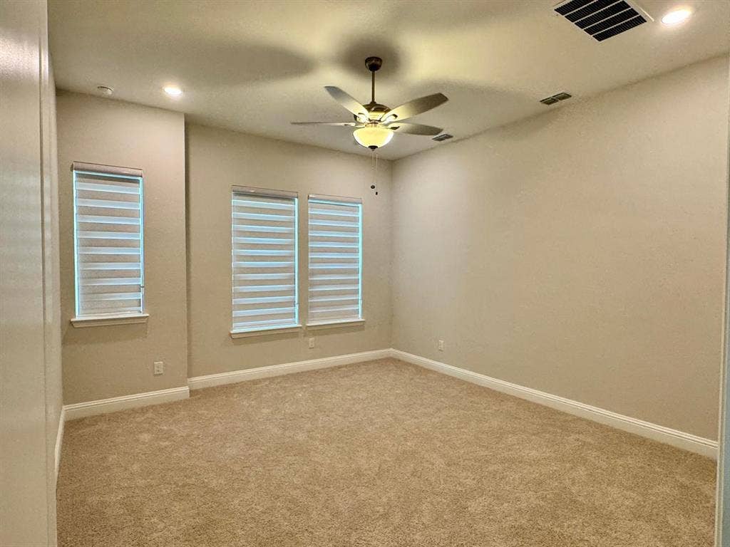2930 Eleanor Drive, Prosper, TX 75078 Unfurnished room with carpet, recessed lighting, and a ceiling fan