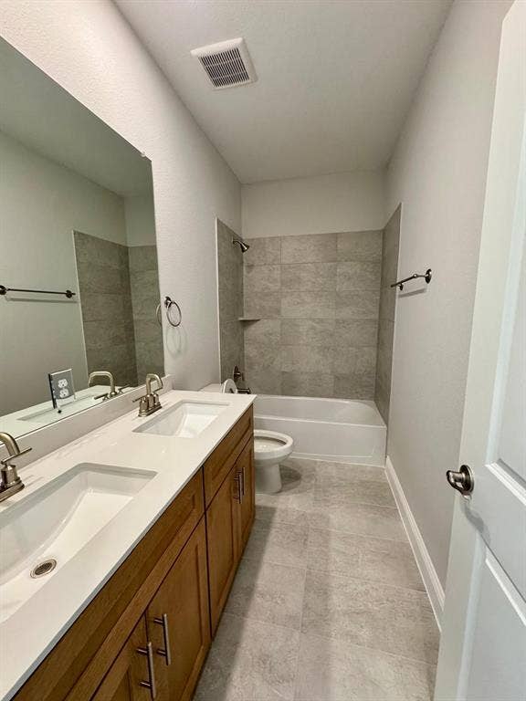 2930 Eleanor Drive, Prosper, TX 75078 Bathroom with double vanity and shower / bathtub combination