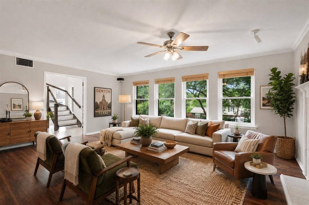 Virtually staged living room
