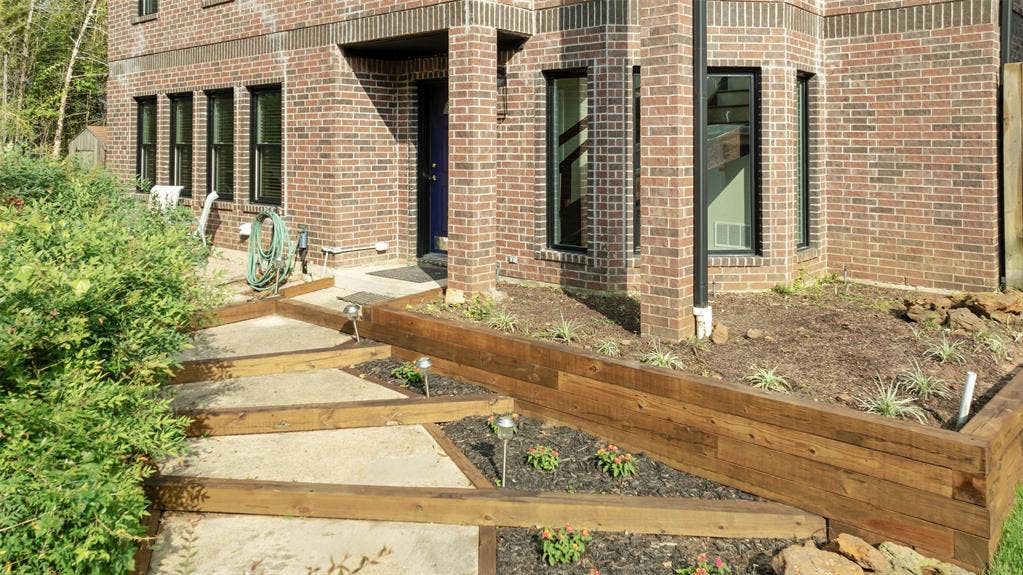 Terraced entrance to the front porch