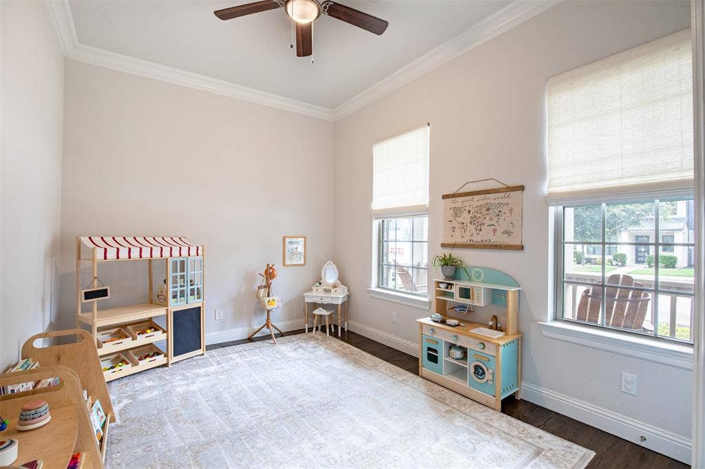 7405 Collin Mckinney Parkway, McKinney, TX 75070 Guest Bedroom with closet. Currently used as a playroom.