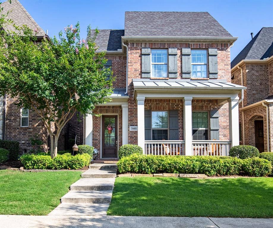 7405 Collin Mckinney Parkway, McKinney, TX 75070 Covered front porch. Low maintenance Patio. HOA covers landscaping.