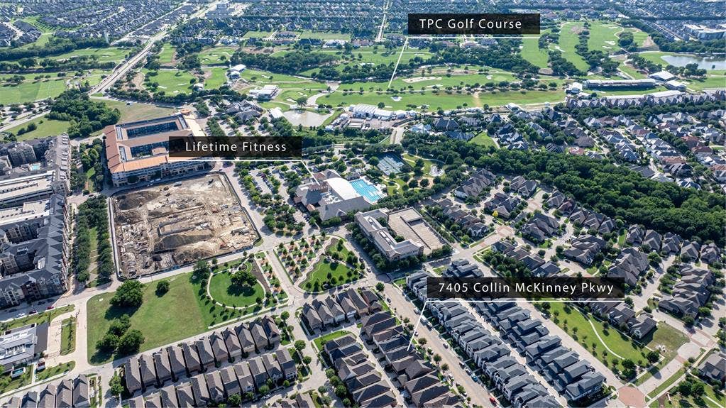 7405 Collin Mckinney Parkway, McKinney, TX 75070 Note how close Lifetime Fitness is to the house. 1 min walk. This gym has a daycare center for members as well. Perfect to get a quick daily workout! TPC Golf Course is a part of Craig Ranch. Byron Nelson Golf Tournament located here!