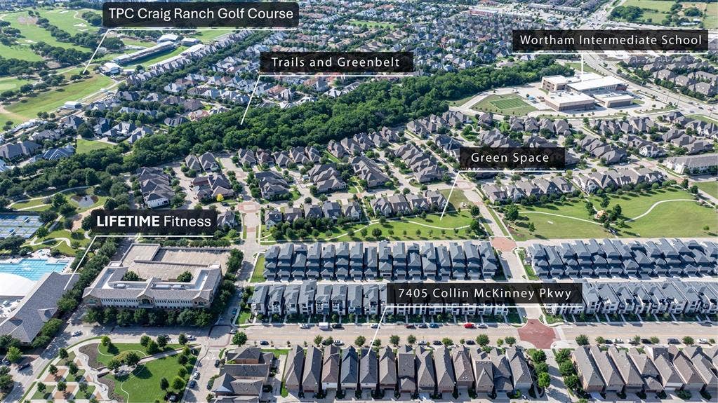 7405 Collin Mckinney Parkway, McKinney, TX 75070 TPC golf course, Lifetime gym, School, Walking trails. All so close to this house!