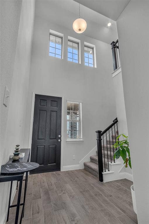 3708 Jan Camille Court, Celina, TX 75009 Foyer entrance featuring a high ceiling and hardwood / wood-style flooring