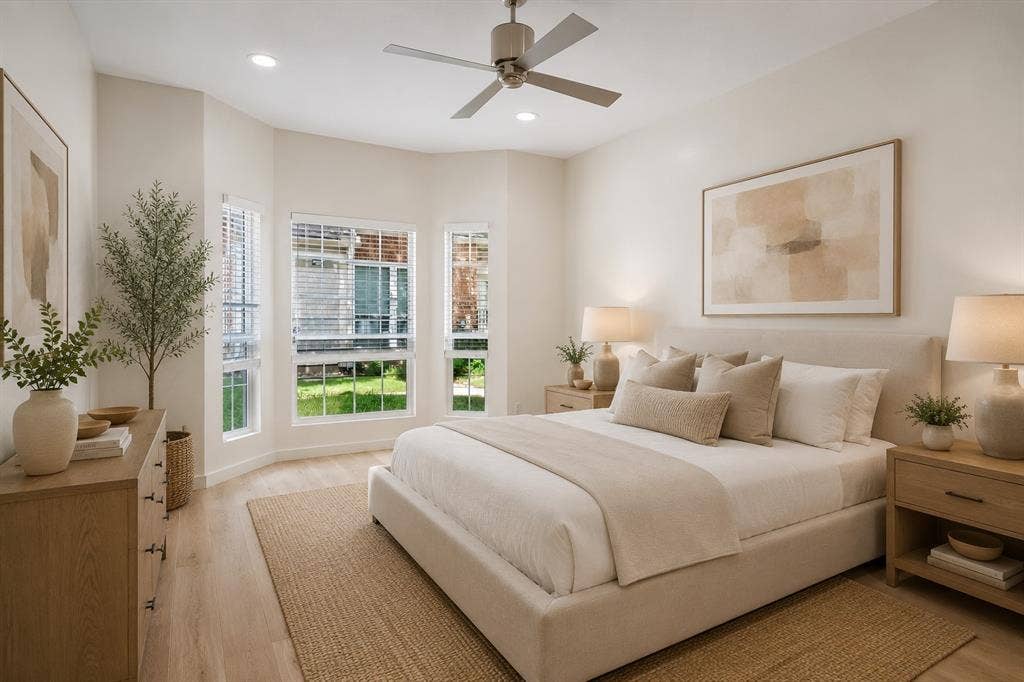 12680 Hillcrest Road, #1109, Dallas, TX 75230 Primary bedroom with AI generated furnishings.