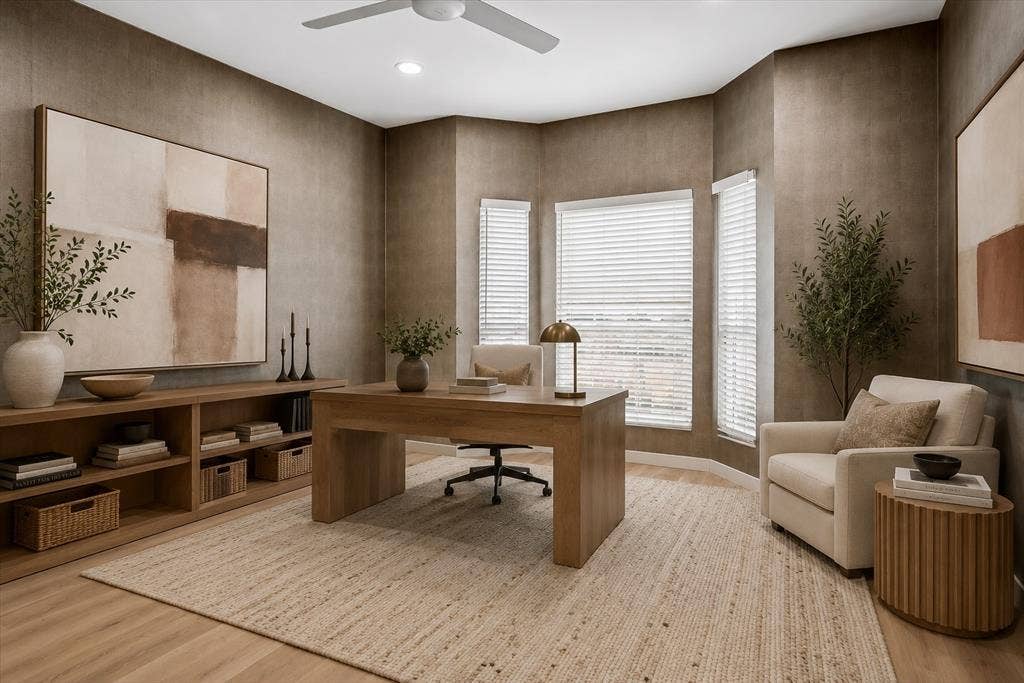 12680 Hillcrest Road, #1109, Dallas, TX 75230 Second bedroom as an office, courtesy of AI.