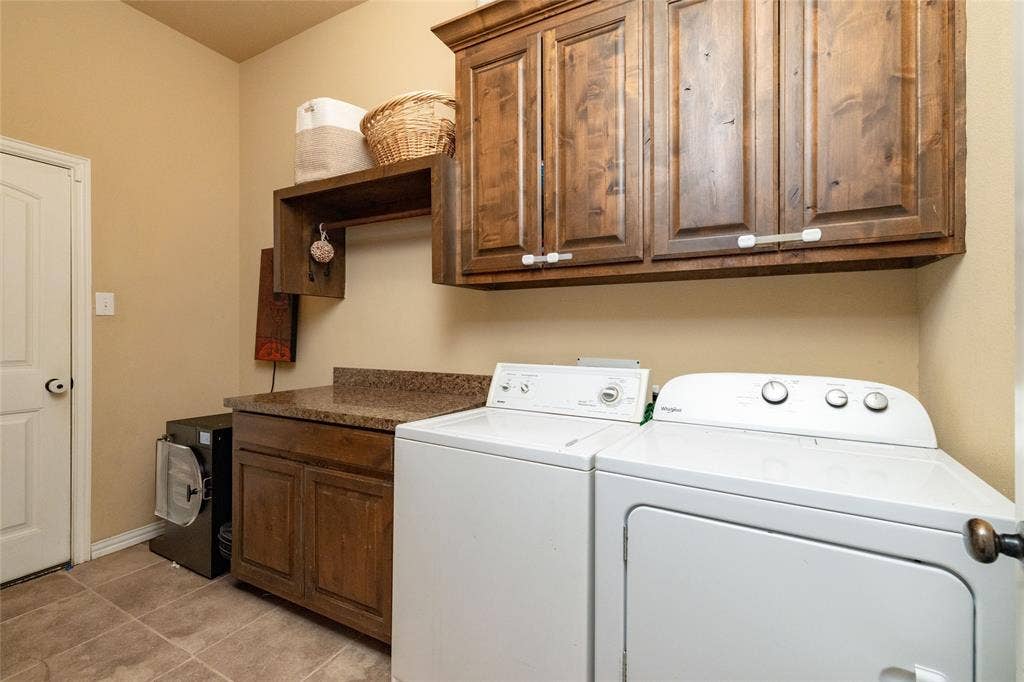 10517 N Haven Drive, Benbrook, TX 76126 Large utility room with storage and folding space. This leads out to the garage.