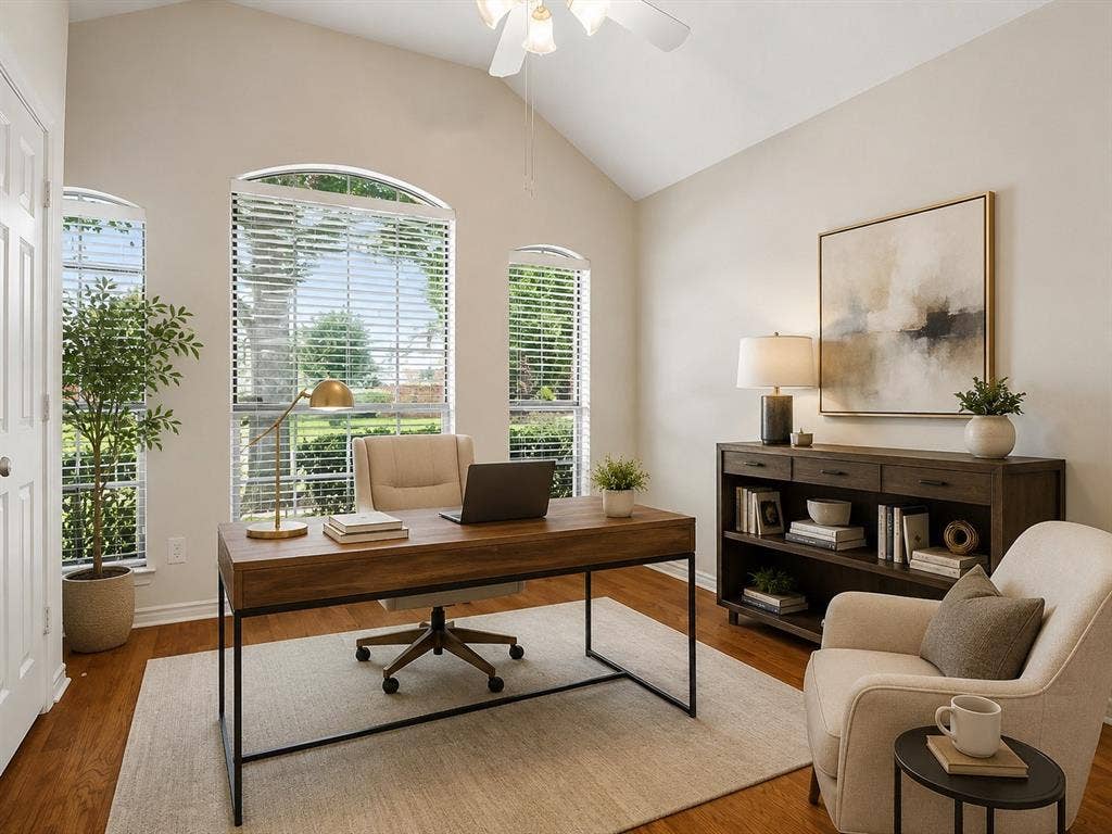 4601 Palm Valley Drive, Plano, TX 75024 The primary suite has this sitting area or office space - we virtually staged it for you.