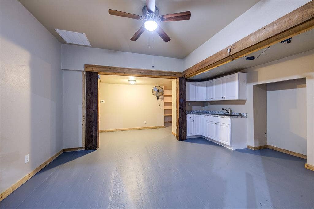245 Fm 407 W, Argyle, TX 76226 Unfurnished ADU living room, kitchen and bedroom with baseboards and ceiling fan