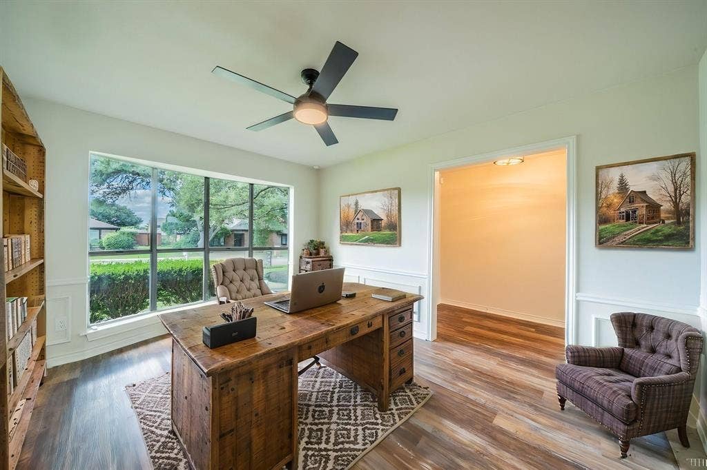 2212 Vickers Drive, Plano, TX 75075 Virtually staged. Versatile room featuring wood-finish flooring and a large picture window