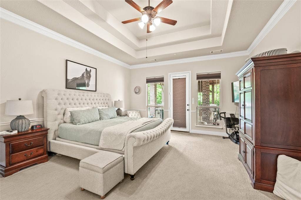 1615 Sara Cove, Lucas, TX 75002 Spacious primary with trey celing and door to backyard