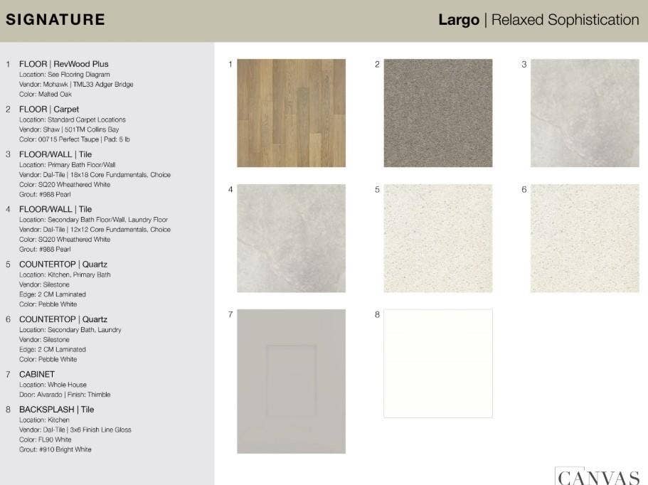 1137 Beebalm Mews design selections. Home is currently under construction and selections are subject to change.