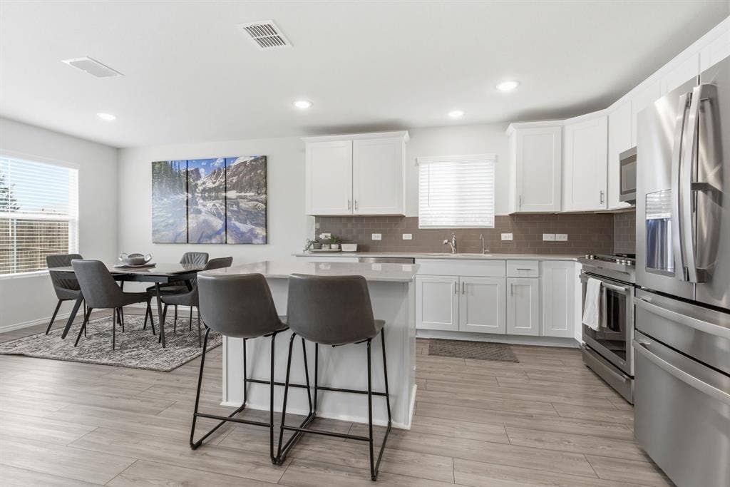 Contemporary kitchen and dining area