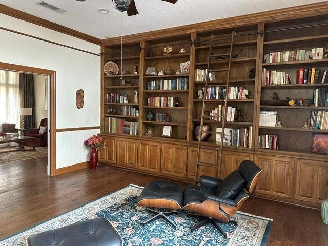 Library with built in bookshelves