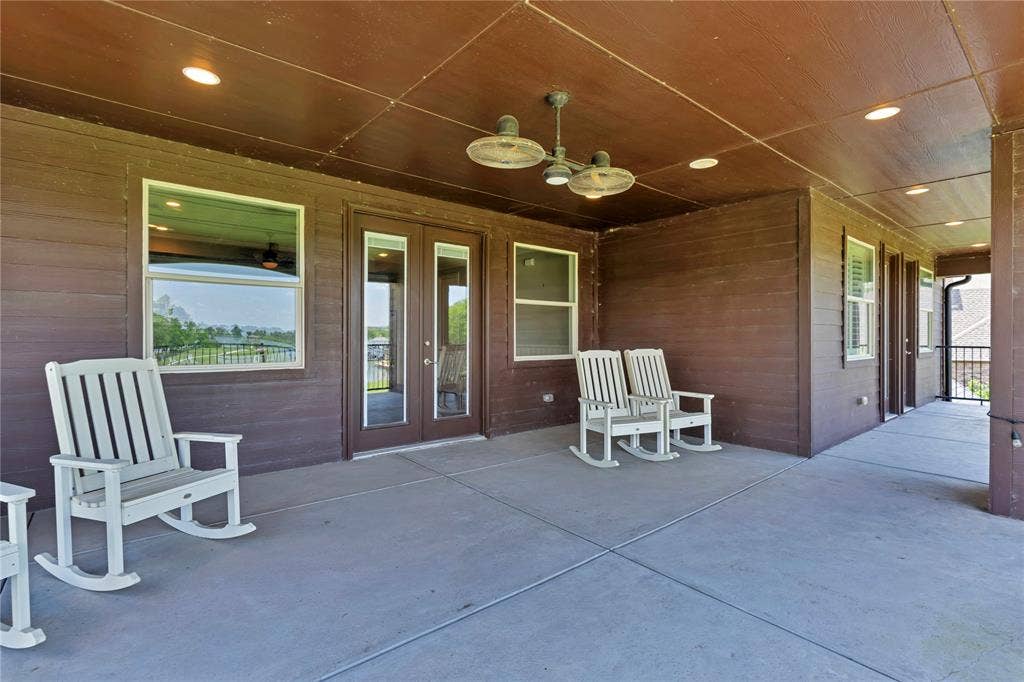 6412 Preferred Drive, Fort Worth, TX 76179 Expansive covered patio featuring a concrete surface, recessed lighting, and a ceiling fan fixture