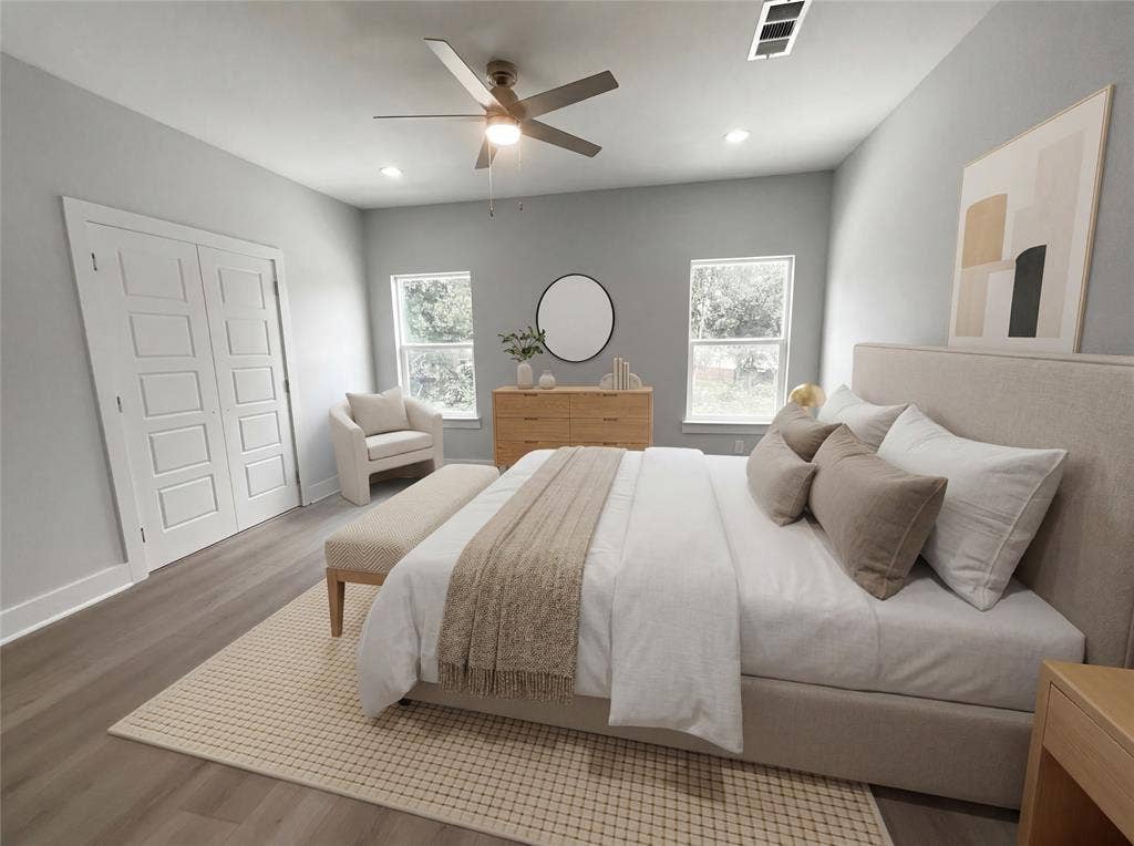 2823 Curvilinear Court, Dallas, TX 75227 Primary bedroom is virtually staged