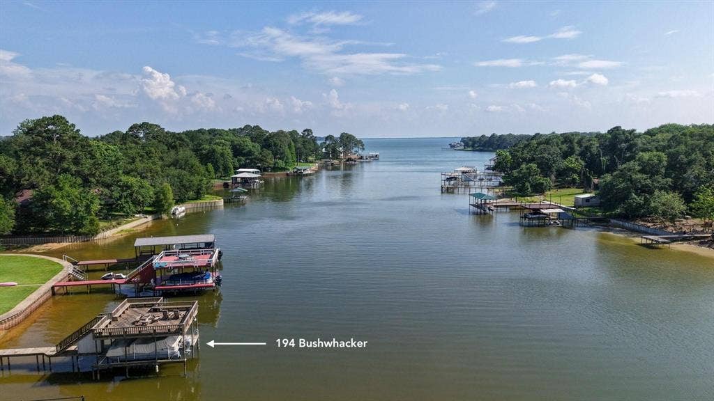 194 Bushwhacker Drive, Mabank, TX 75156 Wide-water views across a protected cove create a peaceful lakeside setting.