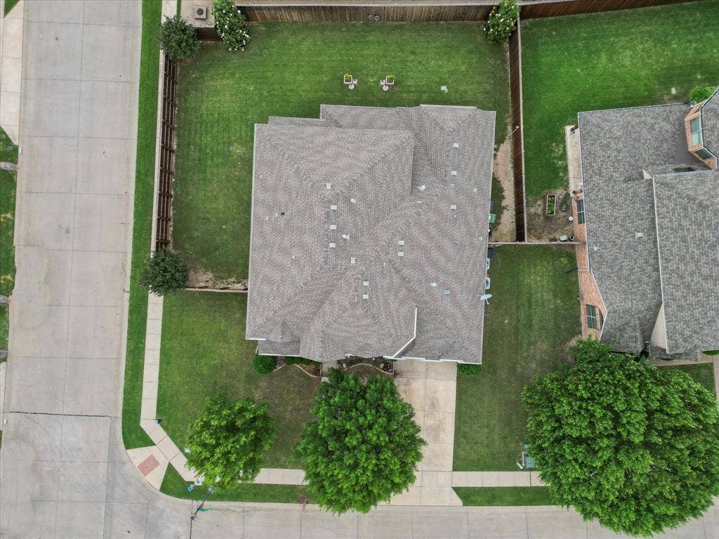 1621 Lakemere Drive, Prosper, TX 75078 Aerial perspective showcasing the property's overall footprint