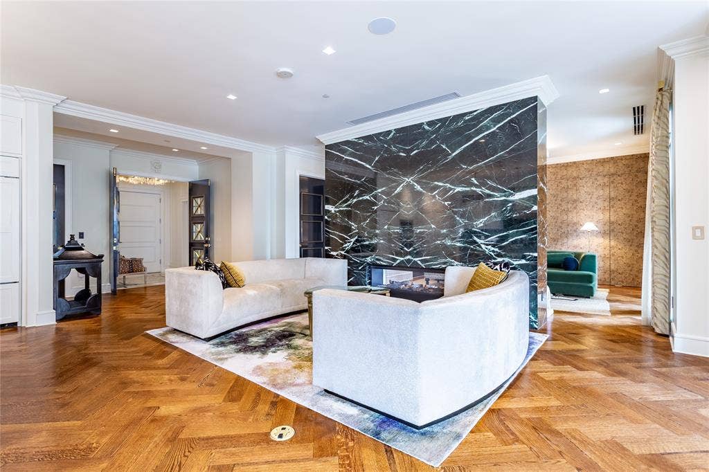 2300 WOLF Street, #5D, Dallas, TX 75201 Open Living with see-through Fireplace.