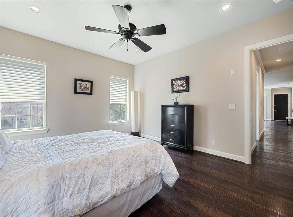 5001 Meridian Lane, #2103, Addison, TX 75001 Room featuring recessed lighting, a ceiling fan, and wood-finish flooring
