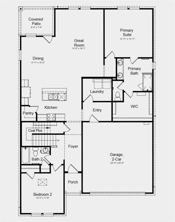 2641 Glacier Road, Anna, TX 75409 First Floor Plan - Additional Highlights Include: granite countertops, sprinkler system, and a gas drop at the covered patio