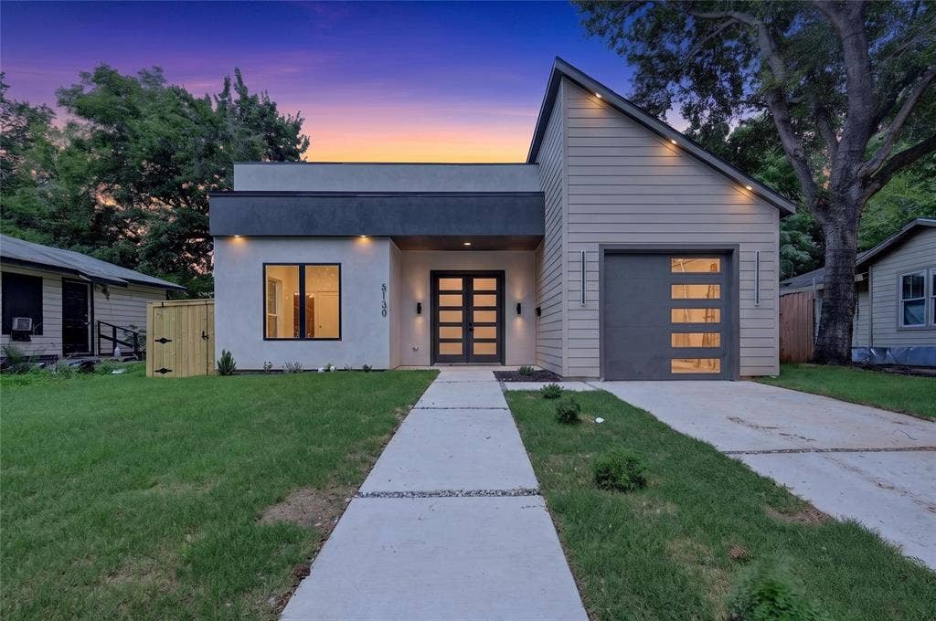 5130 Echo Avenue, Dallas, TX 75215 Modern architectural facade featuring a contrasting flat roofline and pitched roof section