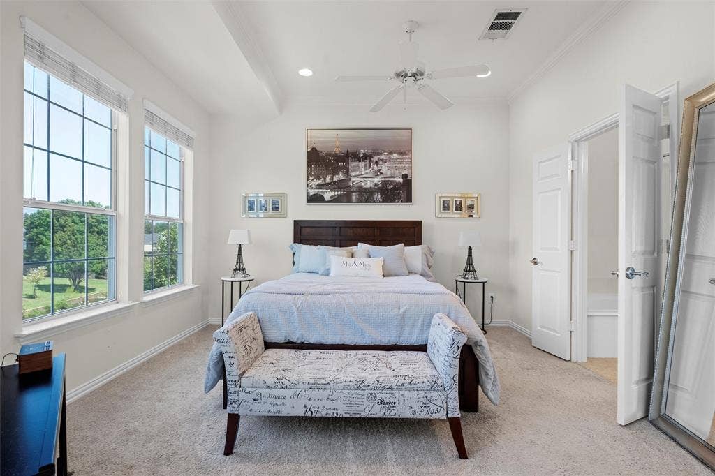 4424 Honfleur Court, Irving, TX 75038 The primary suite--full of amazing light from the large windows!
