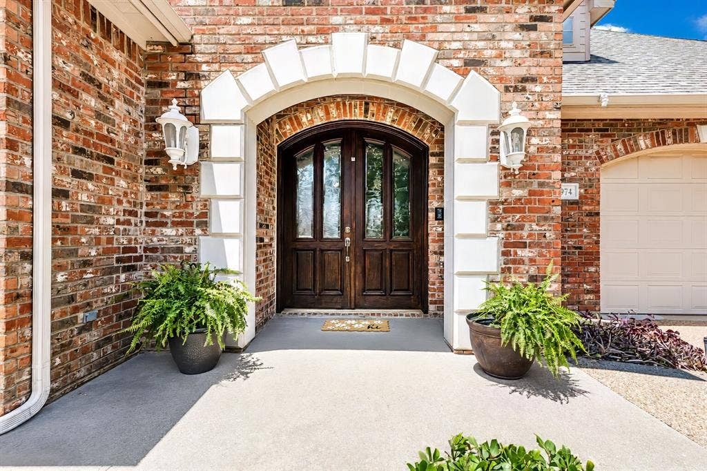 5974 River Bend Drive, Benbrook, TX 76132 Grand entry and wood doors with etched glass.