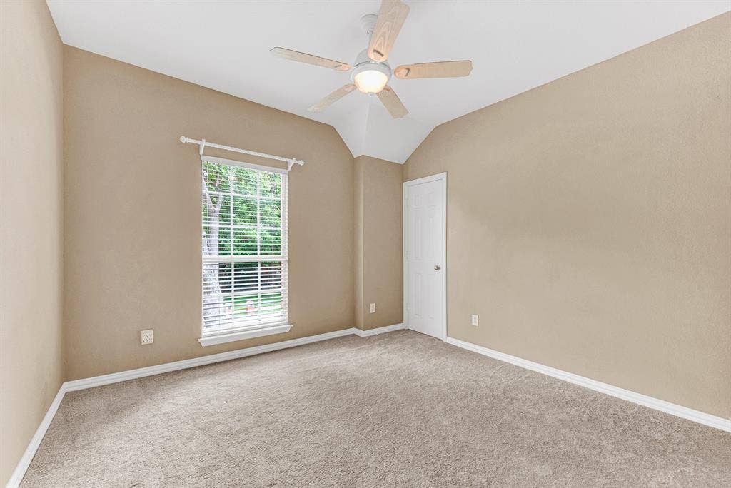 3708 Stockport Drive, Plano, TX 75025 A high ceiling draws the eye upward, giving this cozy secondary bedroom an unexpectedly spacious and airy feel. You can look forward to peaceful afternoons watching the sunlight dance across the walls as the breeze stirs outside.