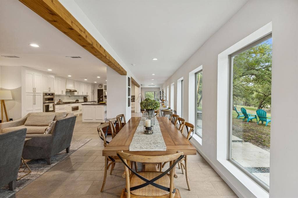 7342 Briar Road, Azle, TX 76020 Dining space with beamed ceilings and gorgeous views of the outdoors