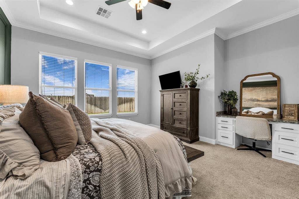 154 Water View Lane, Robinson, TX 76706 large primary bedroom with windows and built in desk