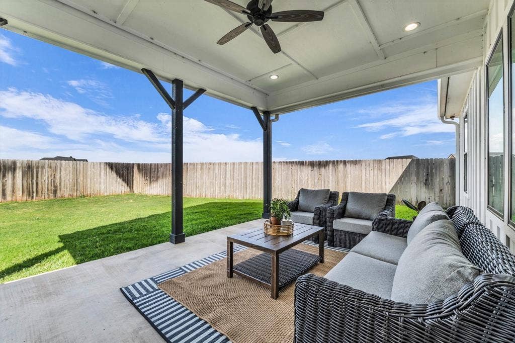 154 Water View Lane, Robinson, TX 76706 blue sky views while shaded by the covered porch with ceiling fan