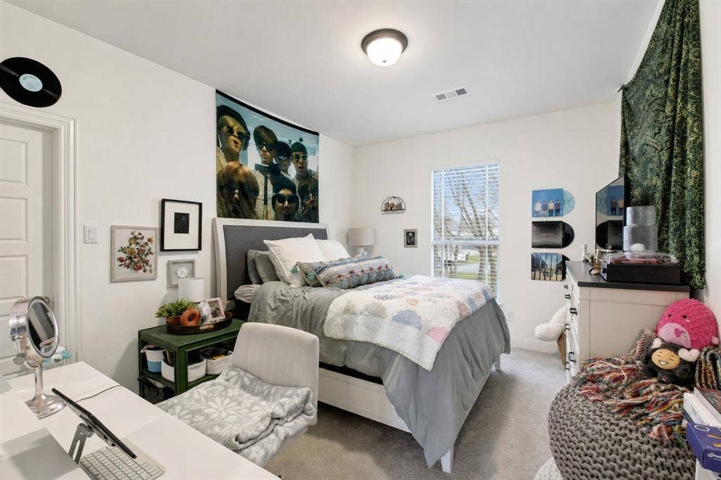 304 Cottontail Lane, Northlake, TX 76247 Bedroom #4, upstairs, features an ensuie bath that also opens to the study nook.