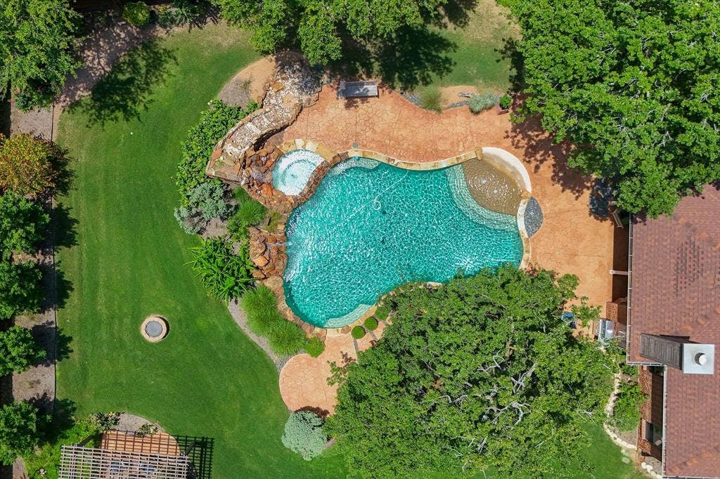 aerial view of  backyard