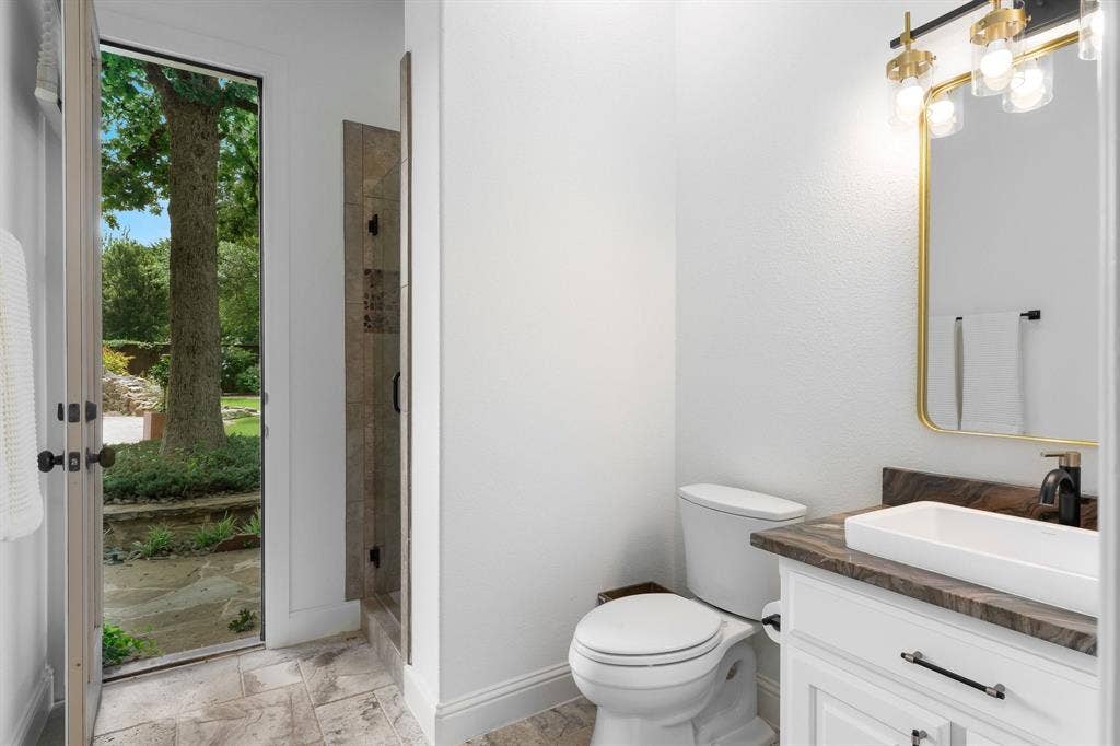 Bathroom with direct access to backyard