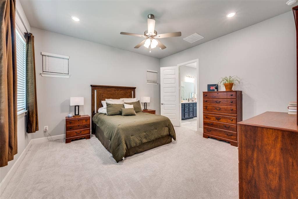 2703 Trinity Ridge Street, Mansfield, TX 76063 Carpeted bedroom featuring recessed lighting and a ceiling fan