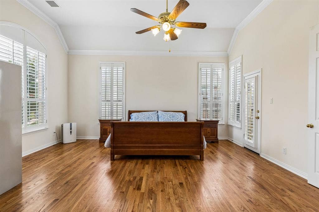3809 Brookfield Drive, Plano, TX 75025 Located on the first floor, this private primary suite with numerous windows for natural light creating a luxurious and comfortable living space. Super quiet, relaxing, and a great place to rest after a busy work day. No need to imagine, it is!