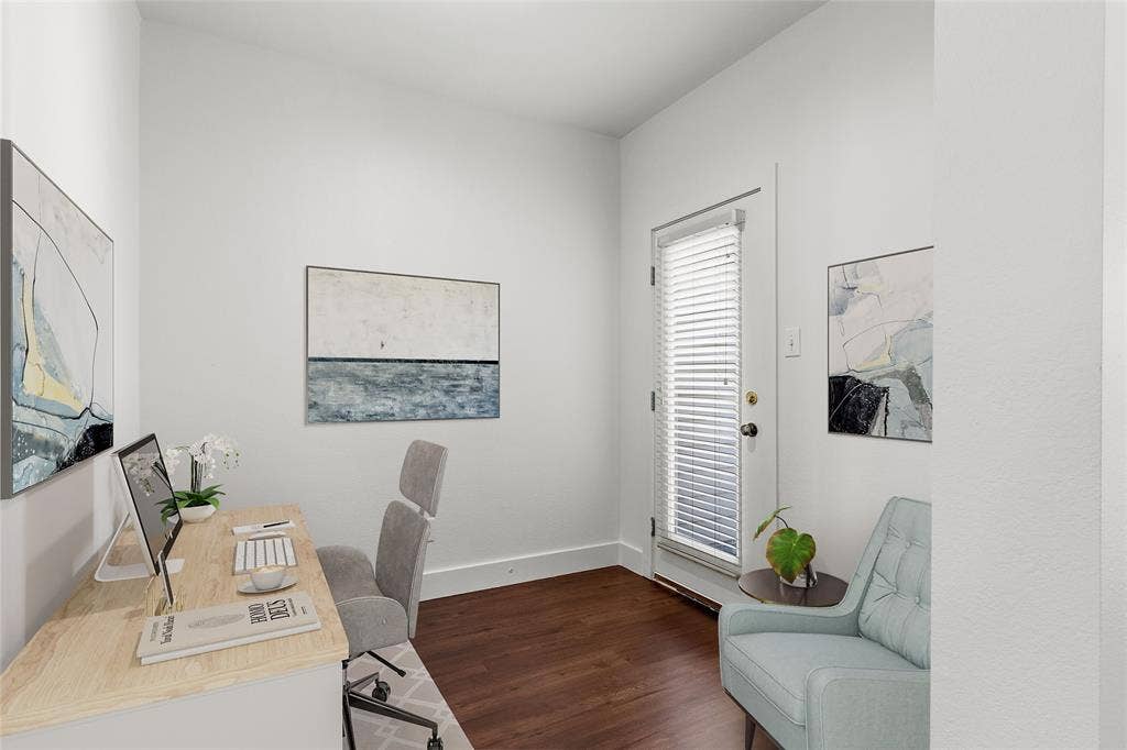 Primary Bedroom extra room space for office or sitting area. Virtually staged