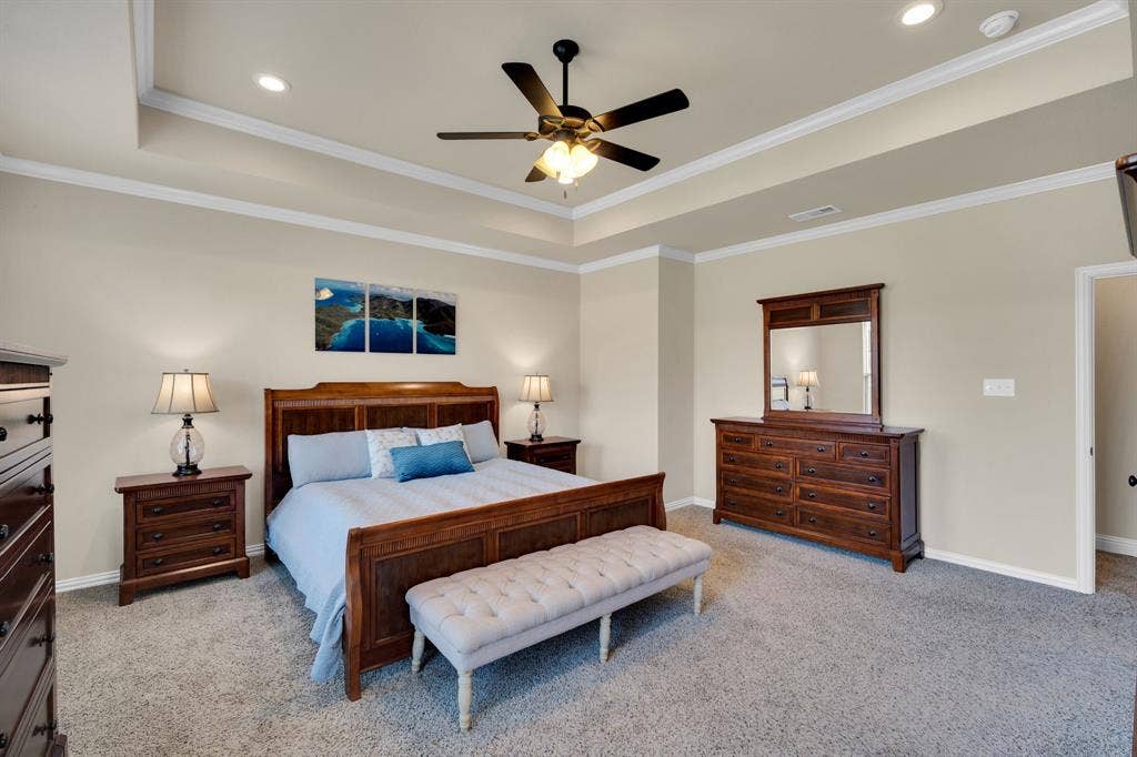 A primary bedroom fit for the leaders of the home. It was laid out to make your private dwelling space feel spacious and ready for any type of furniture design that you plan on placing here.
