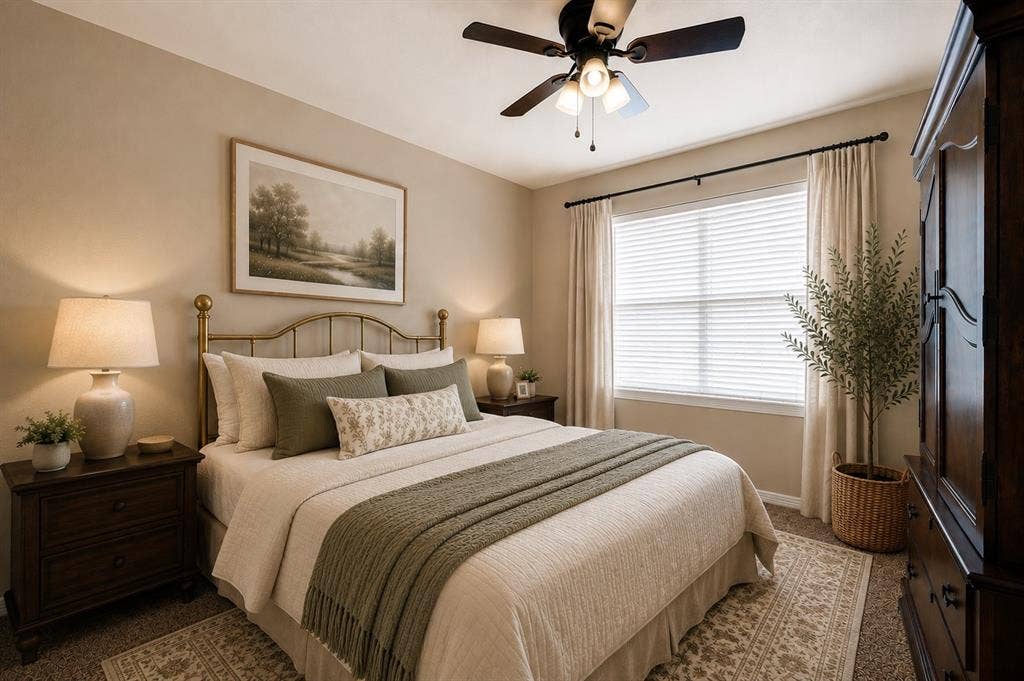 Carpeted room featuring neutral wall tones - Virtually Stages