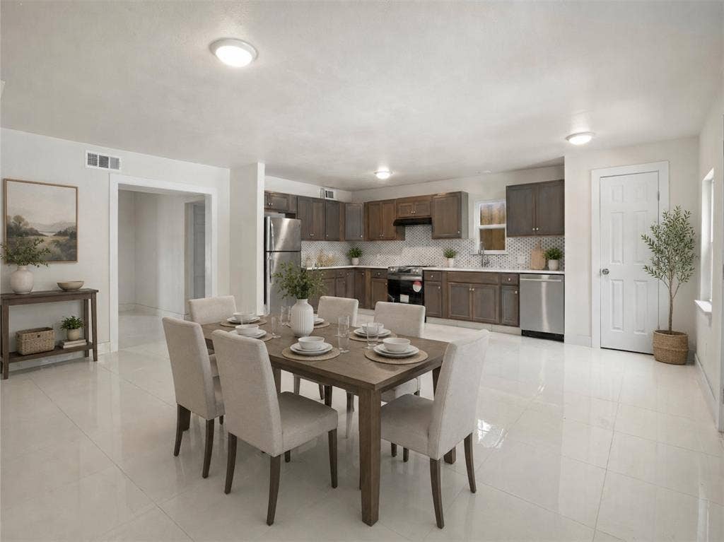 Virtually Staged kitchen / dining room