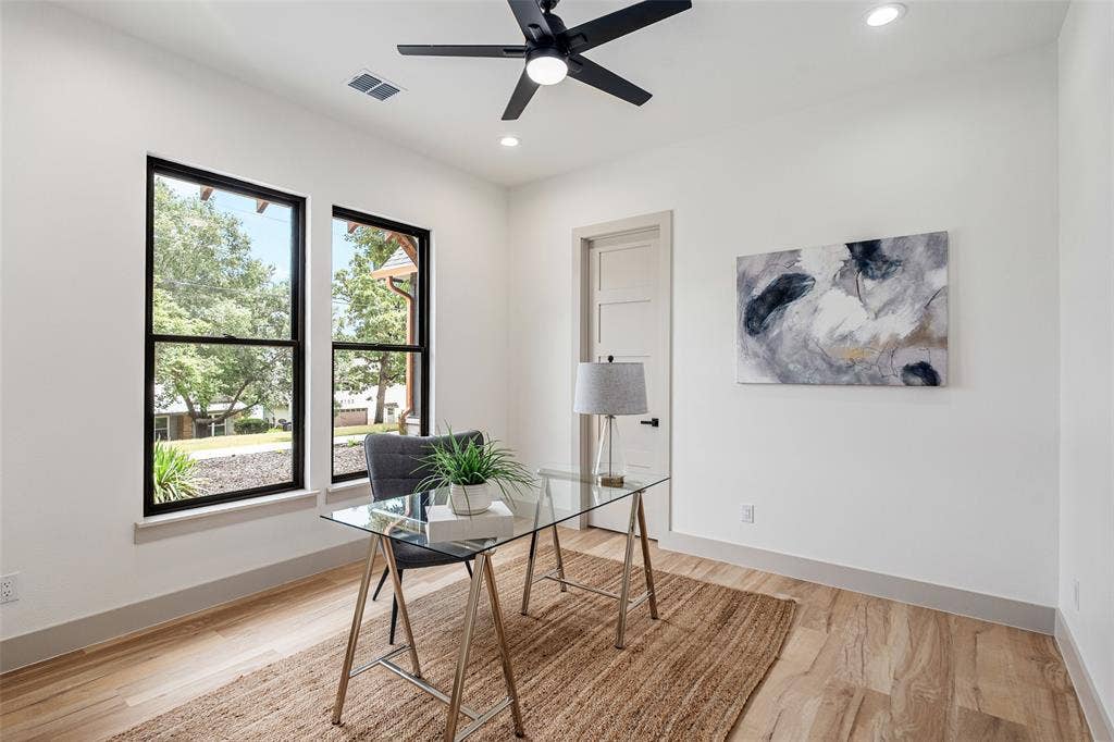 14120 Park Way, Log Cabin, TX 75148 Bedroom 2 staged as an office. Big walk-in closet